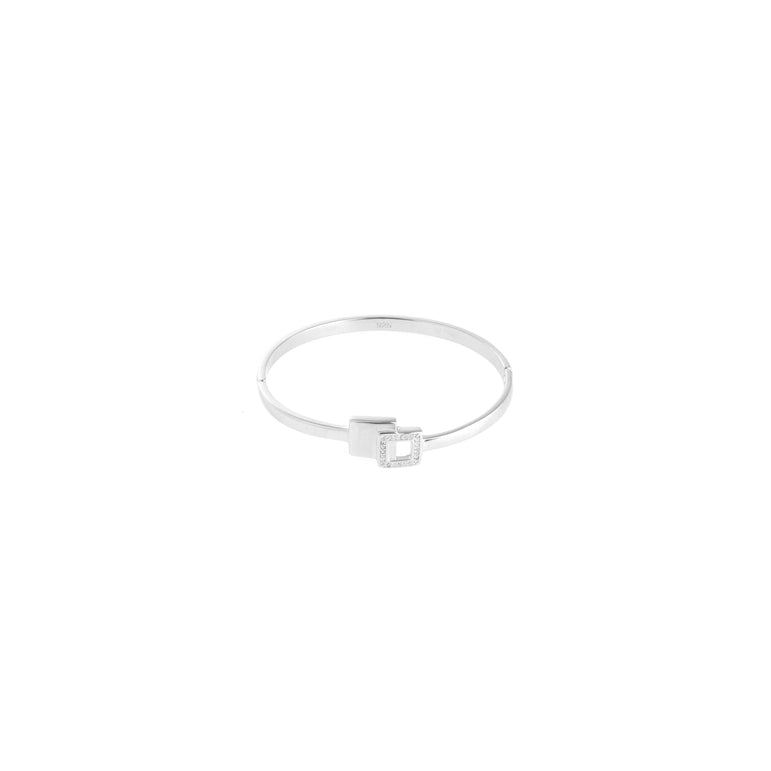 CZ FLEXIBLE STERLING SILVER KADA BRACELET FOR WOMEN