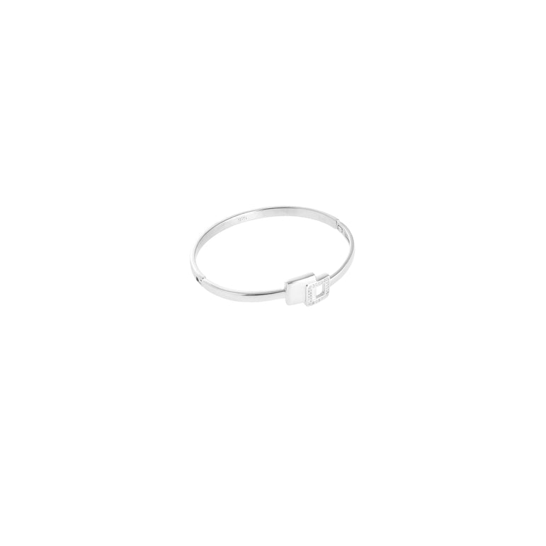 CZ FLEXIBLE STERLING SILVER KADA BRACELET FOR WOMEN