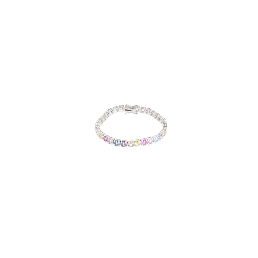 SPARKLING MULTICOLOUR SILVER BRACELET WITH SHINY STONES FOR WOMEN