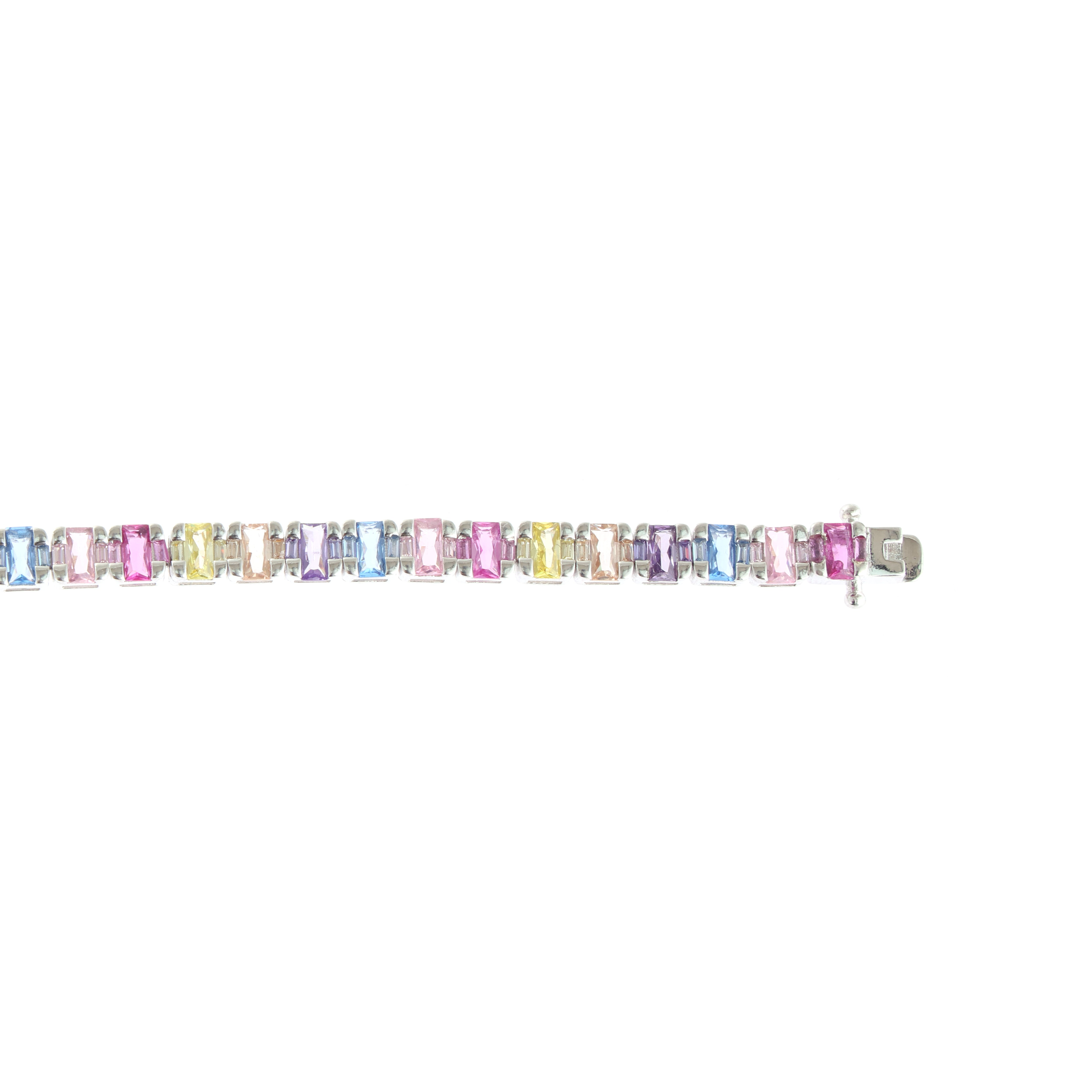 SPARKLING MULTICOLOUR SILVER BRACELET WITH SHINY STONES FOR WOMEN