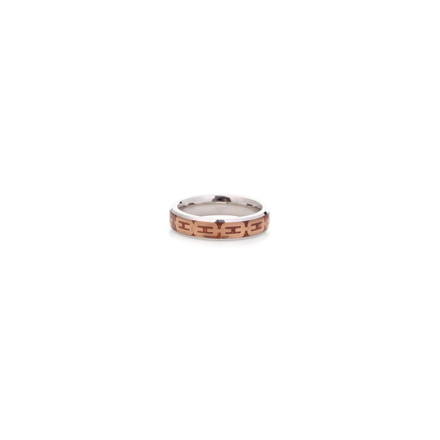 WOODEN TEXTURE ENAMEL STERLING SILVER RING UNISEX