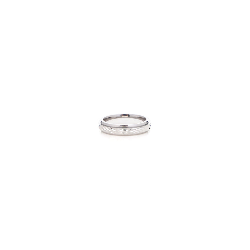 FLORAL SILVER BAND RING WITH SPINNER