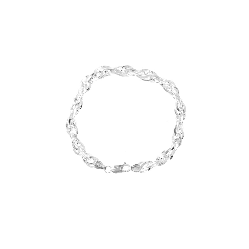 Stacked Cuban Link Silver Bracelet for Men