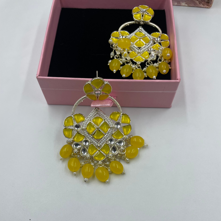 Yellowish minakari earrings for women