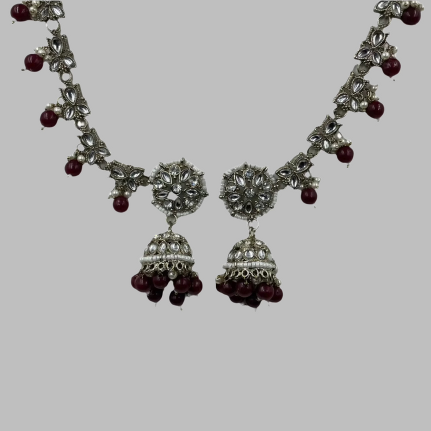 Wine Color Hair Chain Jhumka