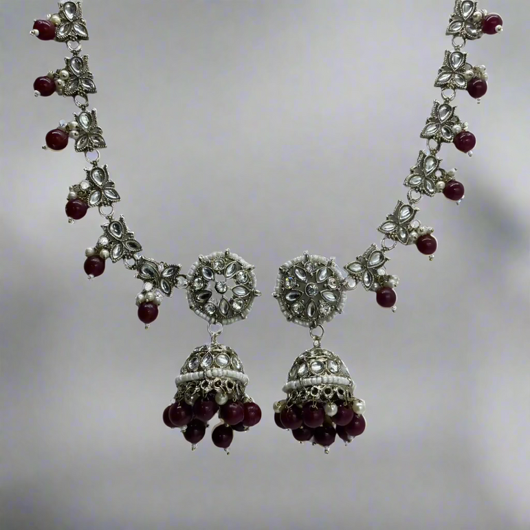 Wine Color Hair Chain Jhumka