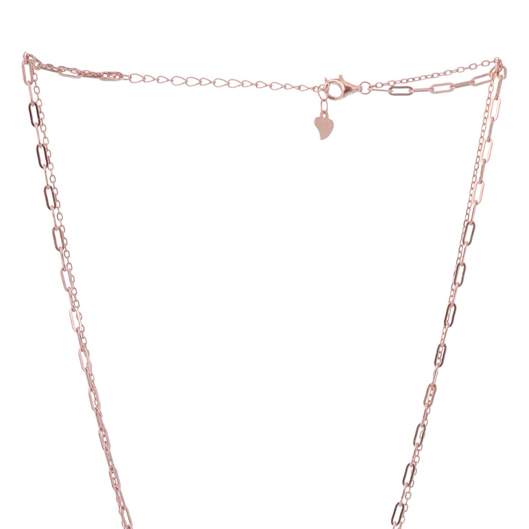 ROSE GOLD PLATED SILVER HEART LAYERED NECKLACE