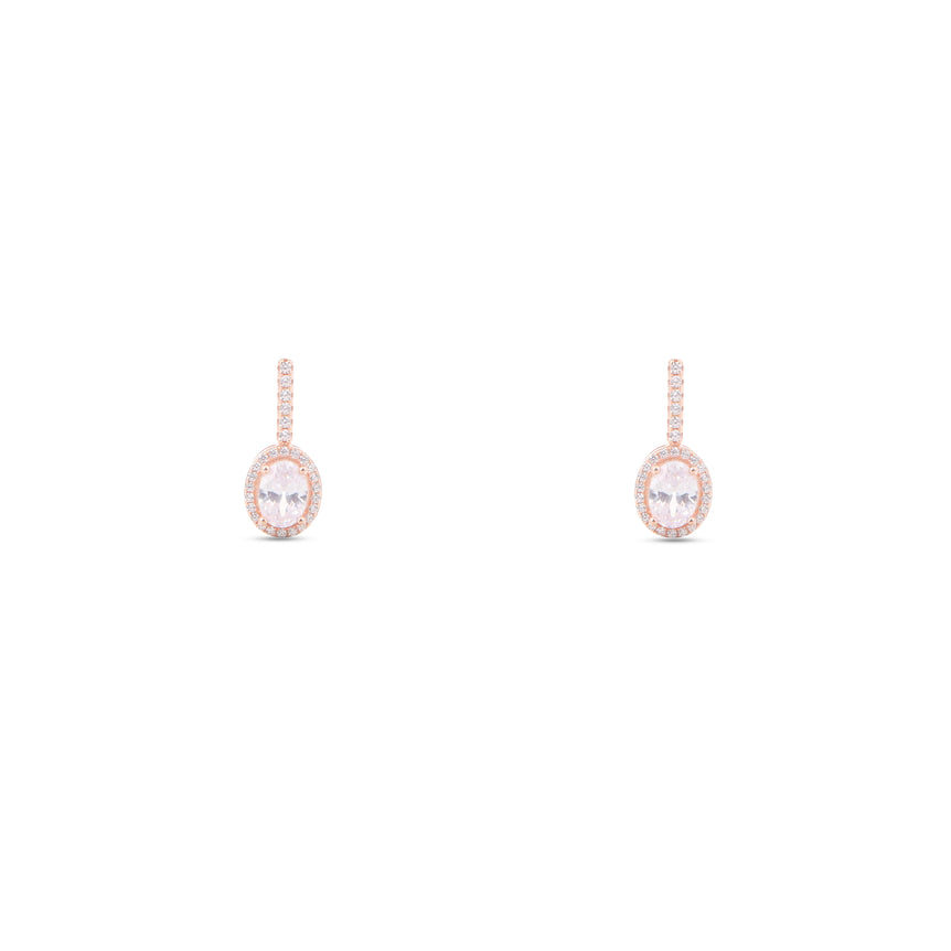 Rose Plated Silver Earrings With Sparkling Stones