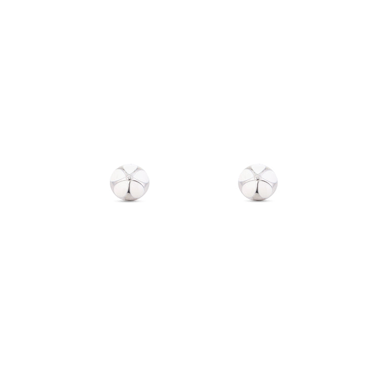 White Enamel Coated Silver Studs For Women