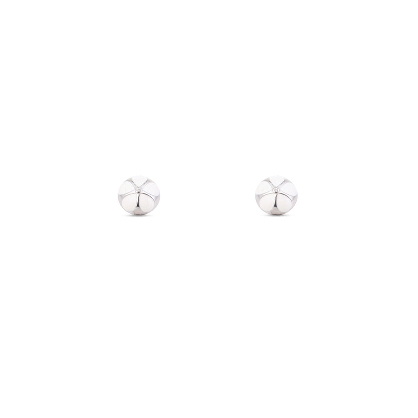 White Enamel Coated Silver Studs For Women