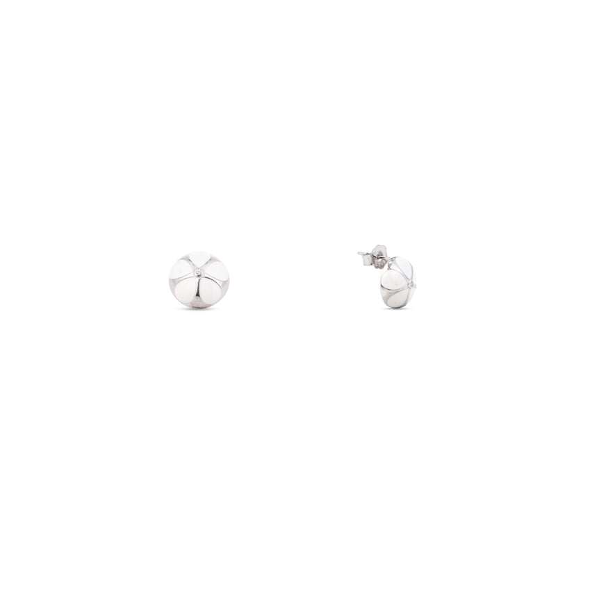 White Enamel Coated Silver Studs For Women