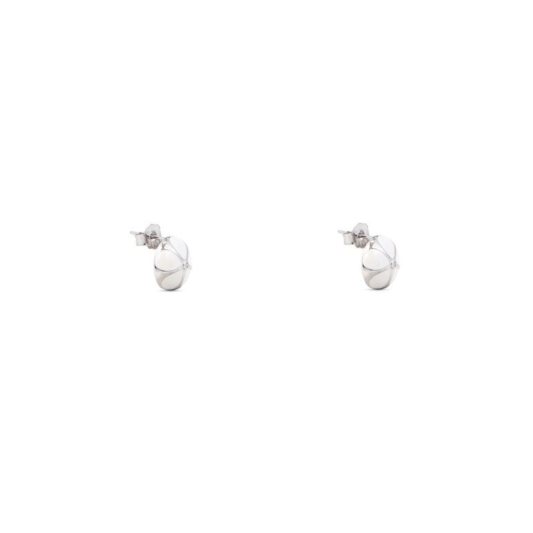 White Enamel Coated Silver Studs For Women