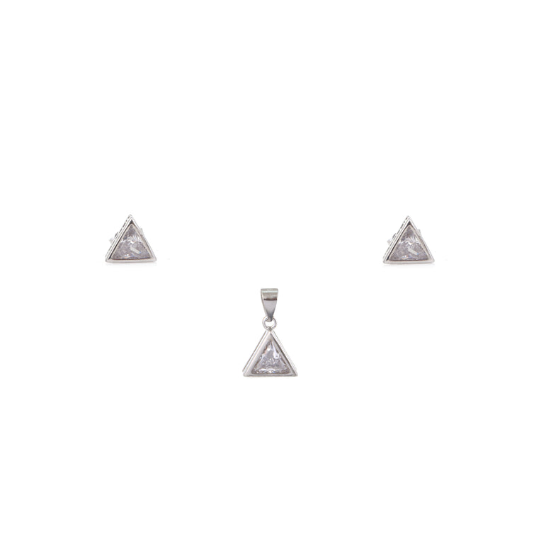 Triangle Shaped Studs With Pendant