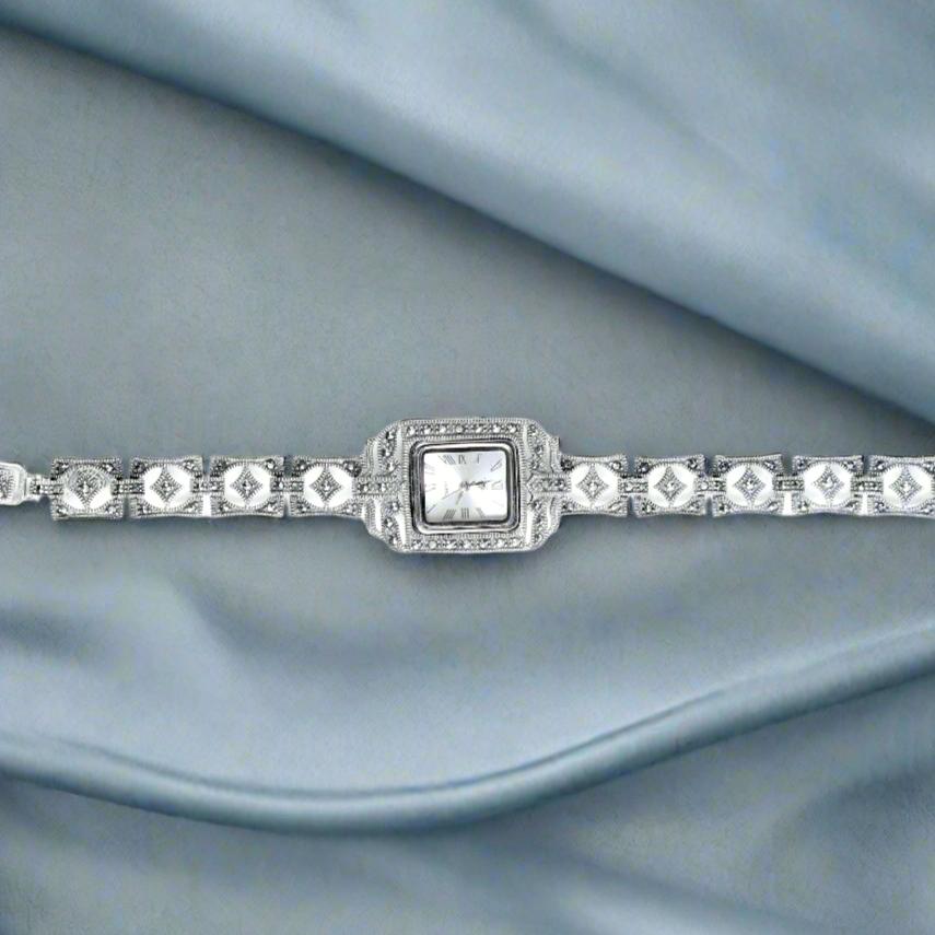 oxidized silver watch for women