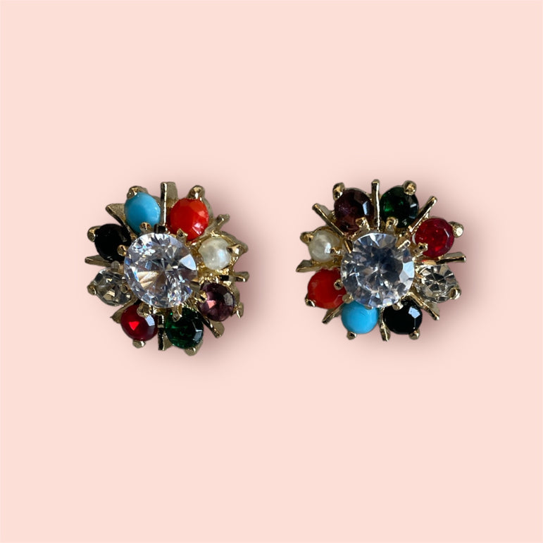 Multicolour sparkly studs earrings