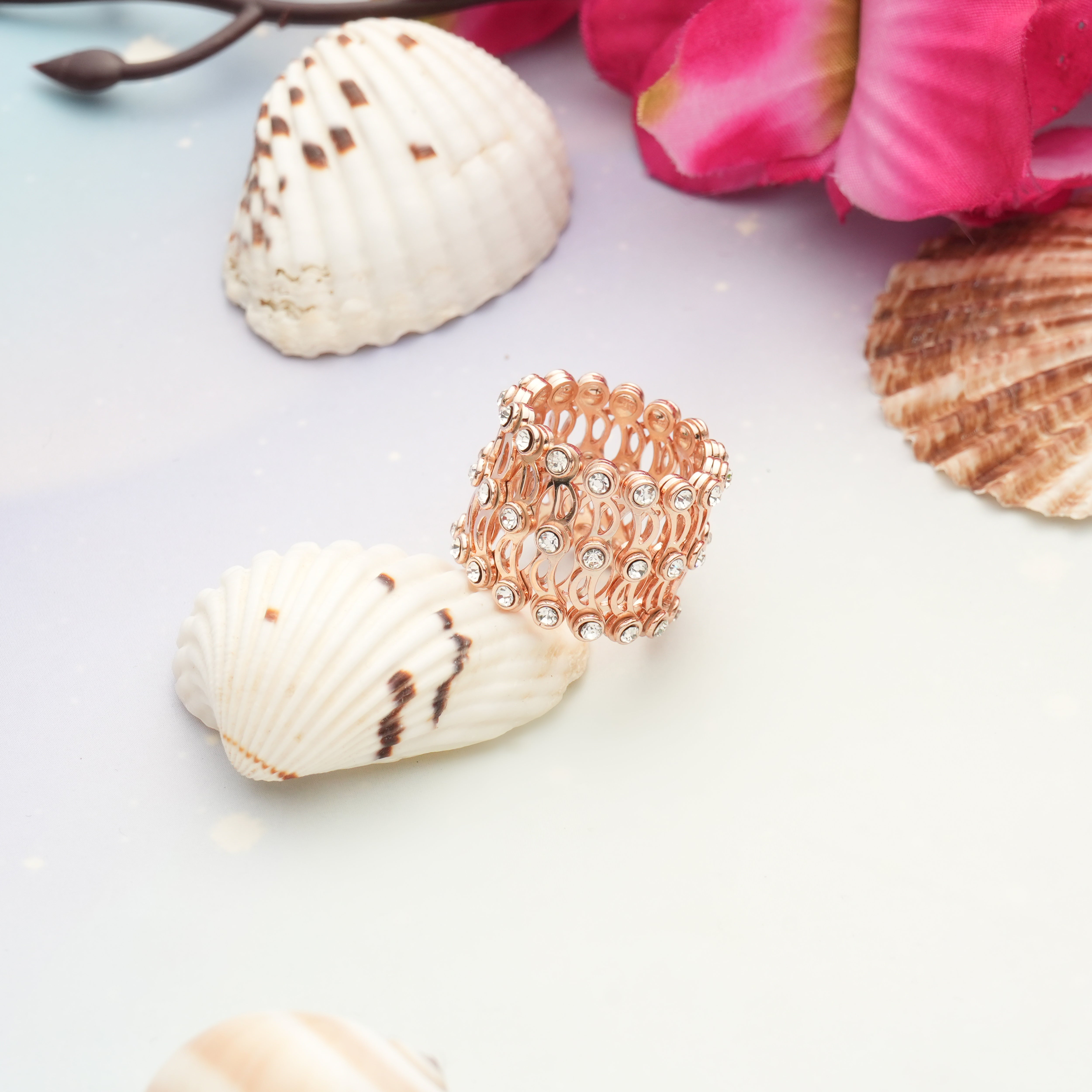 rose gold color silver rings for women
