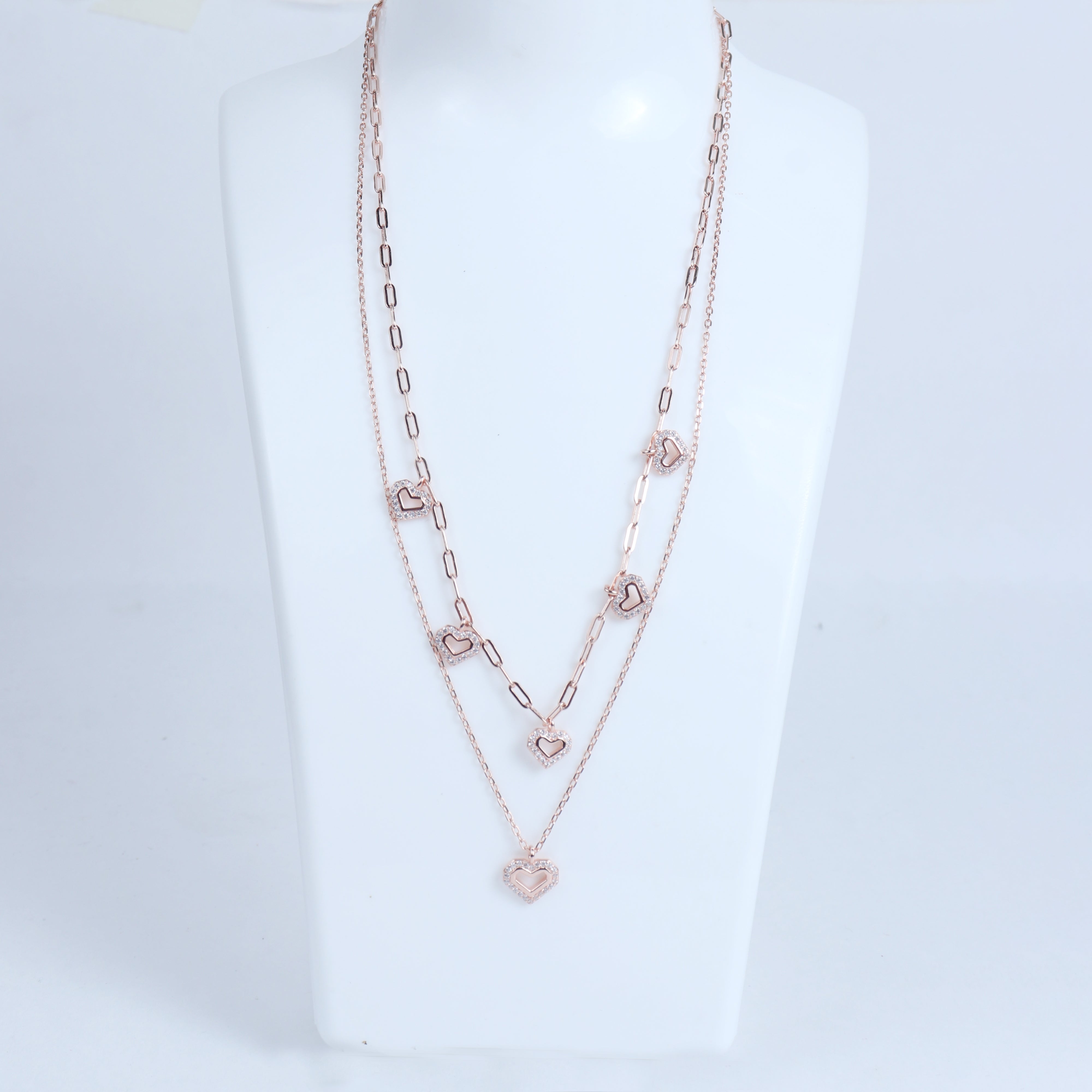silver layered necklace for women