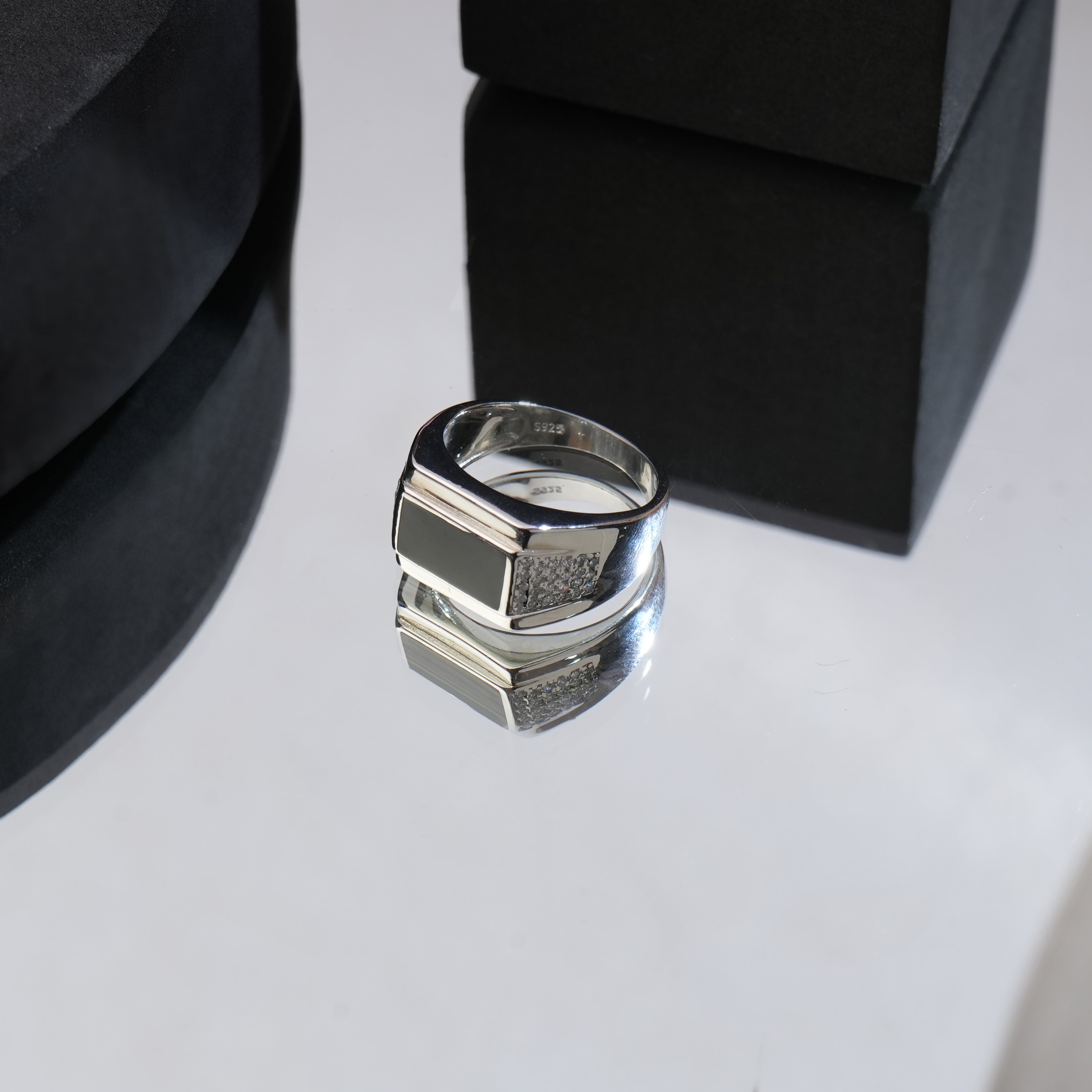 Men's Black Rhodium Silver Ring – Sleek Durable1