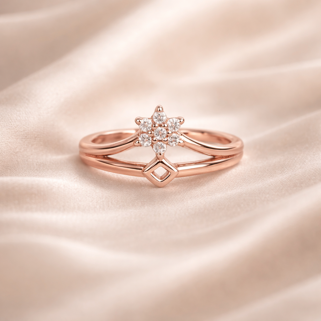 ROSE GOLD PLATED ELEGANT FLORAL RING