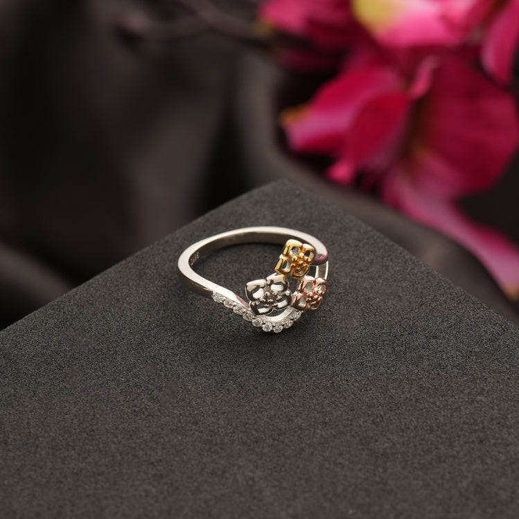 elegant silver ring for women placed on black box
