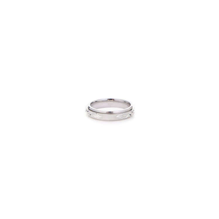 Leaf pattern sterling silver band ring for men & women