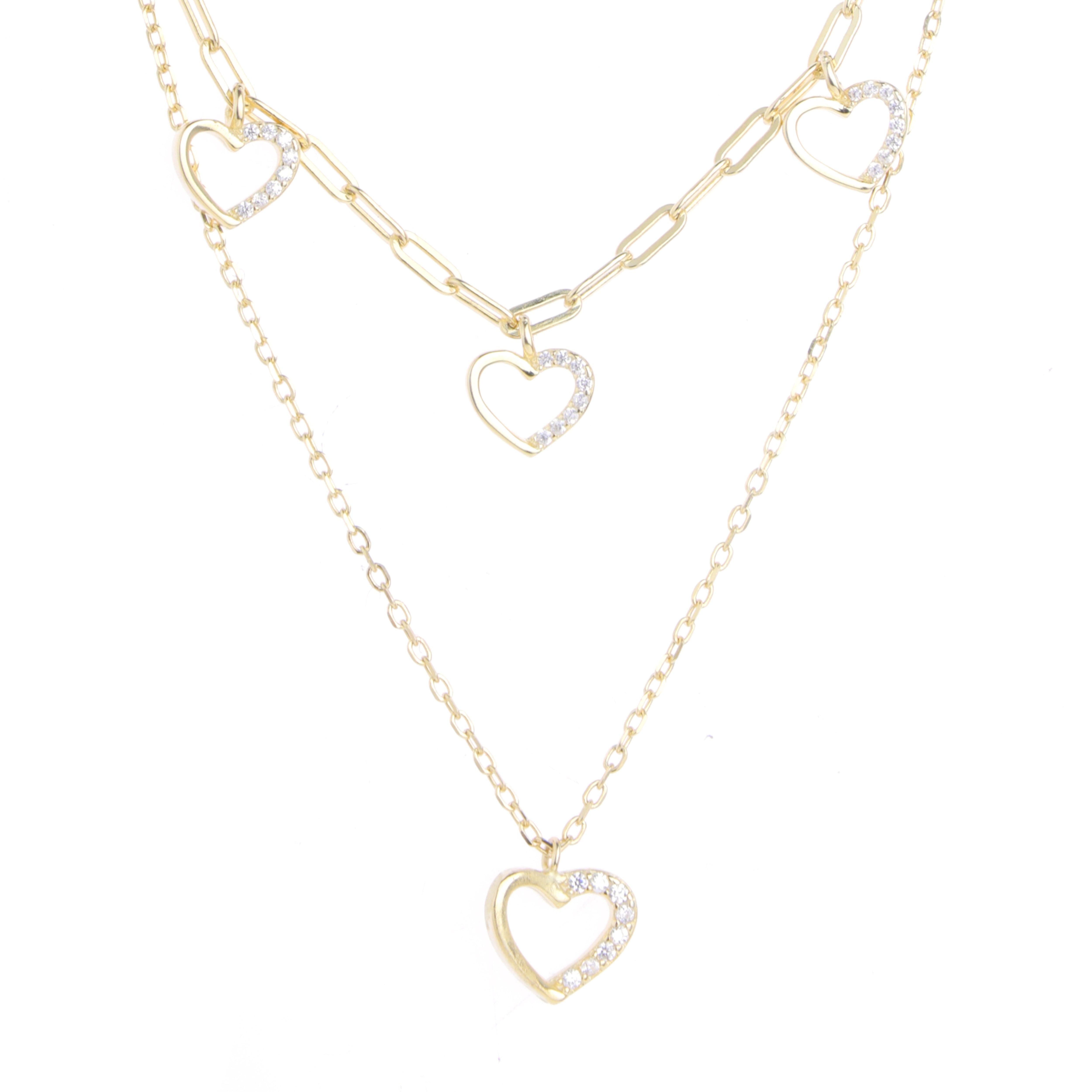 gold plated silver layered necklace for women