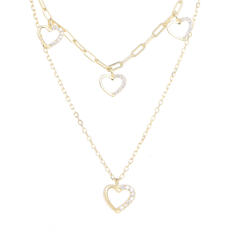 gold plated silver layered necklace for women