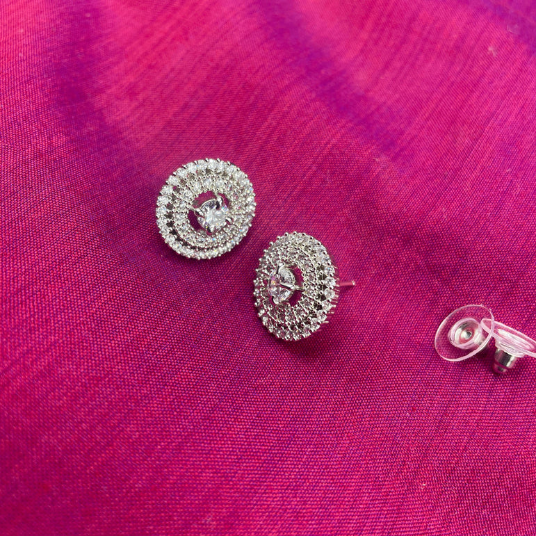 Round shape american diamond studs