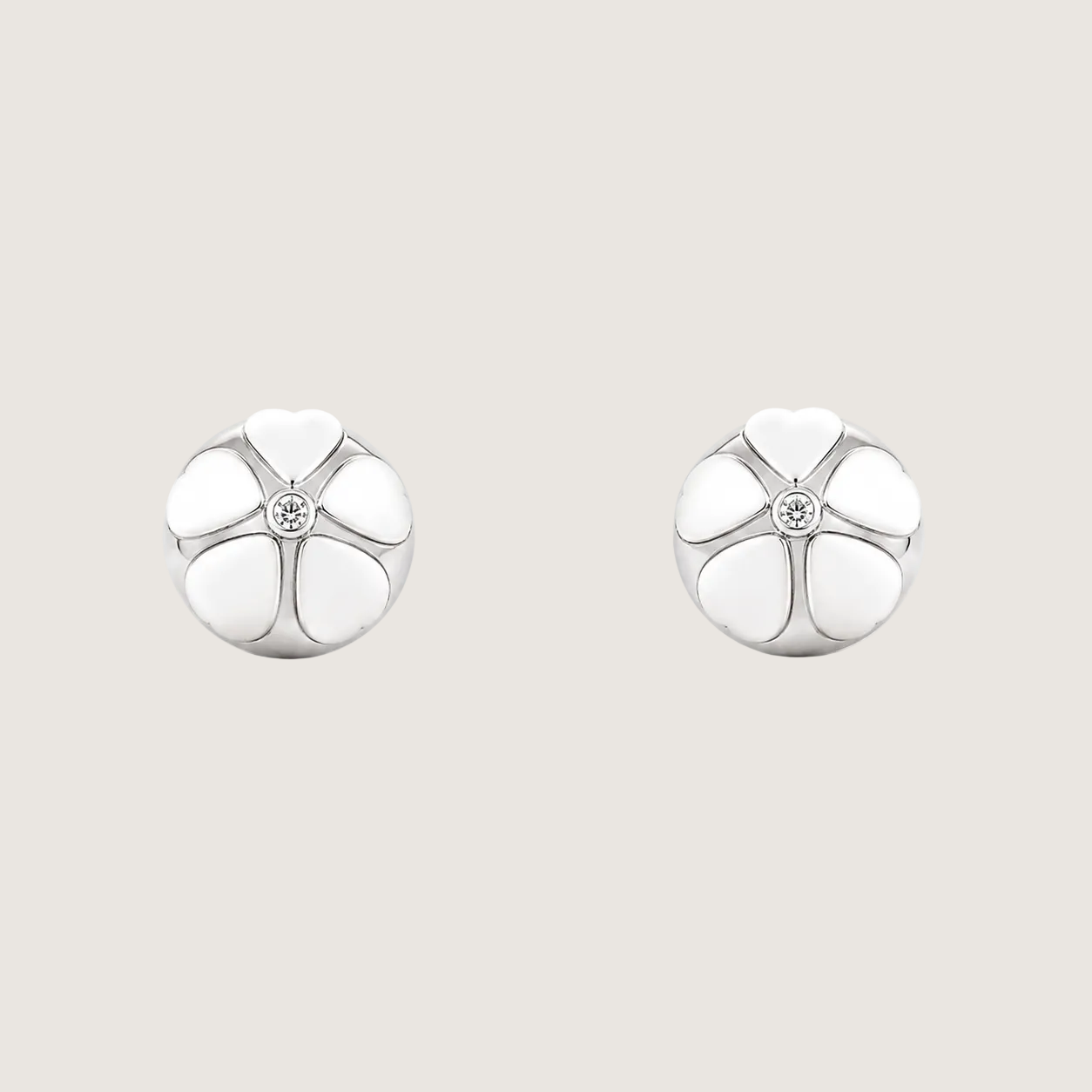 White Enamel Coated Silver Studs For Women