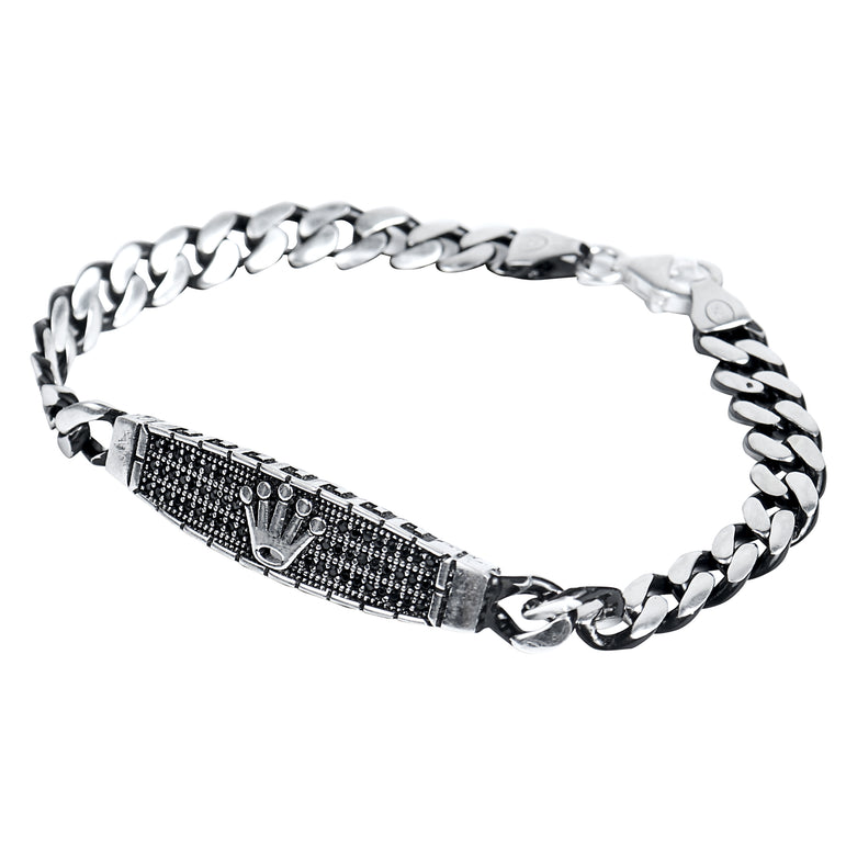 king crown silver bracelet for men