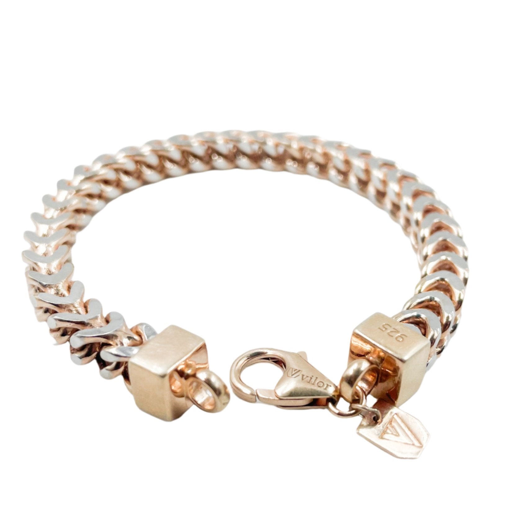 silver rose gold bracelet for men