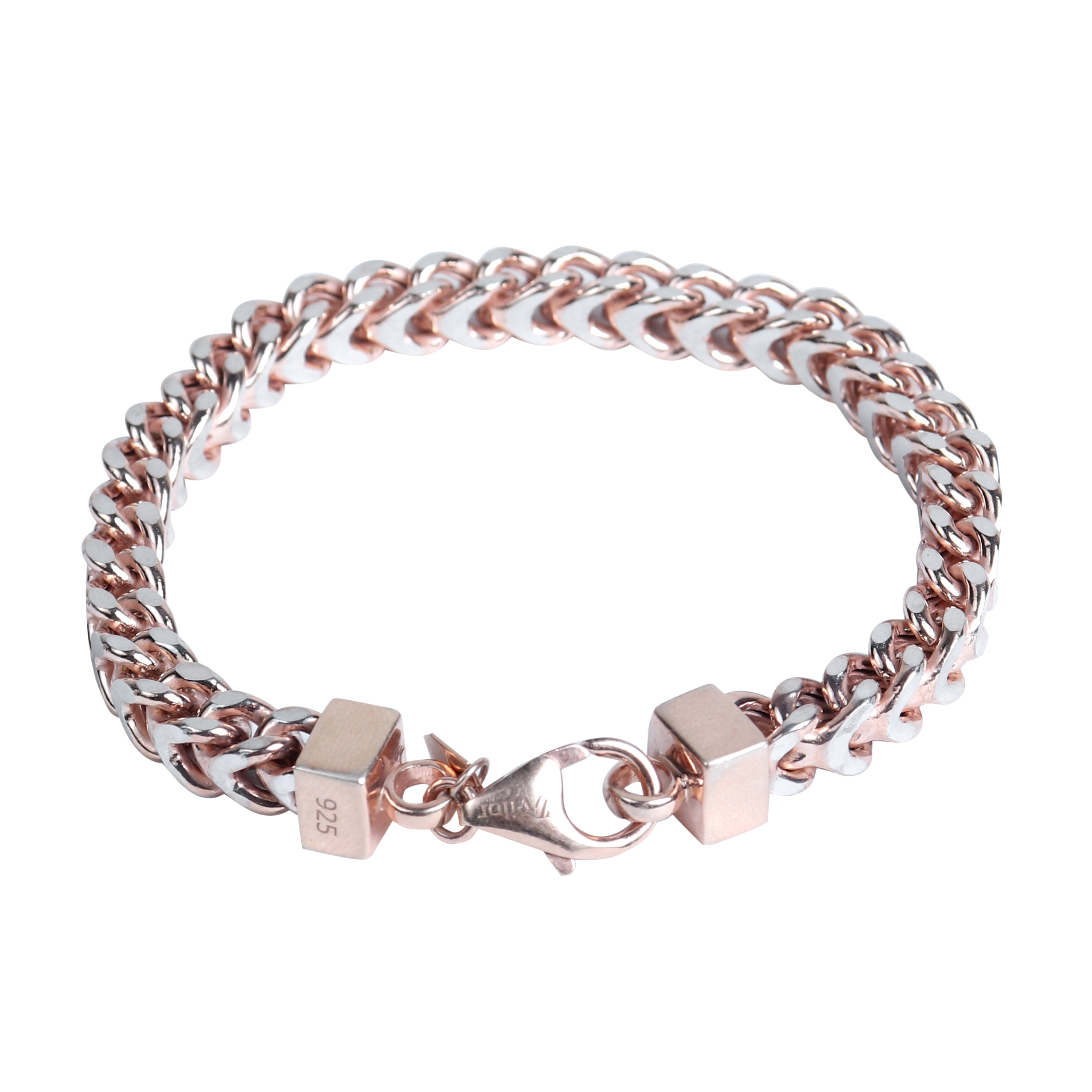 sterling silver rose gold bracelet for men