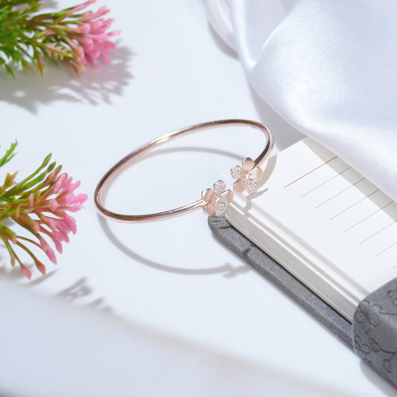 floral silver kada for women