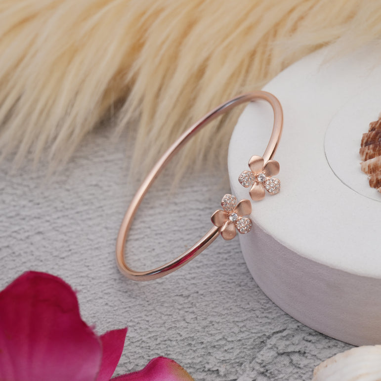 rose gold plated silver kada for women